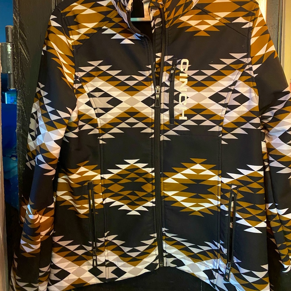 Black white tan/brown jacket